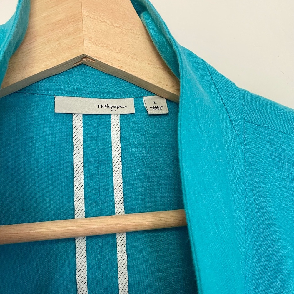 Halogen Teal Linen Blazer